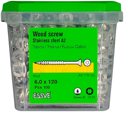 BYGGSKRUV ESSVE HEX UTV 6,5X55 100ST