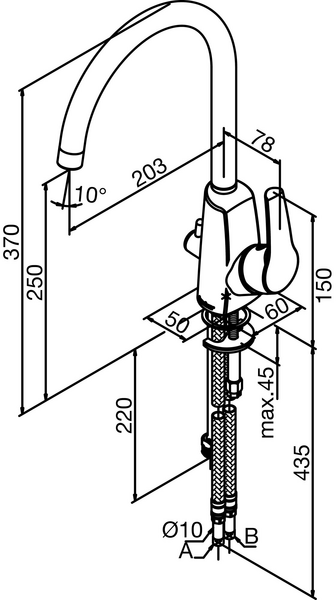Keittiöhana Damixa 67071.00 Rowan pesukoneventtiili