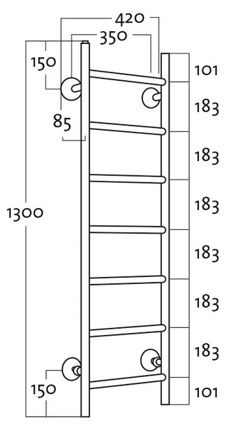 Kuivausteline REJ Design vesi Tango BTH 35130 yläkytkentä musta