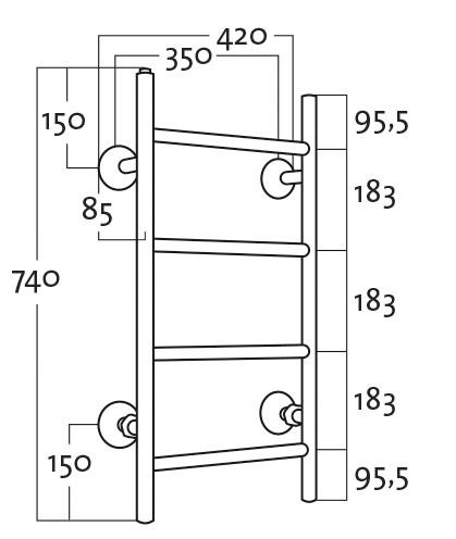 Pyyhekuivain REJ Design vesi Tango BTH 35744 alakytkentä musta