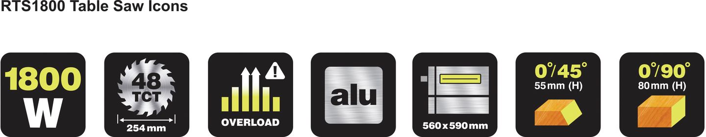 Pöytäsaha Ryobi RTS1800EF-G 1800W 254mm terä