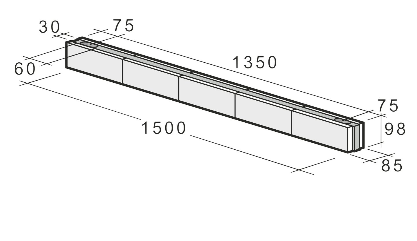 Väliseinäpalkki Weber Kahi VHR 1500x85x98mm