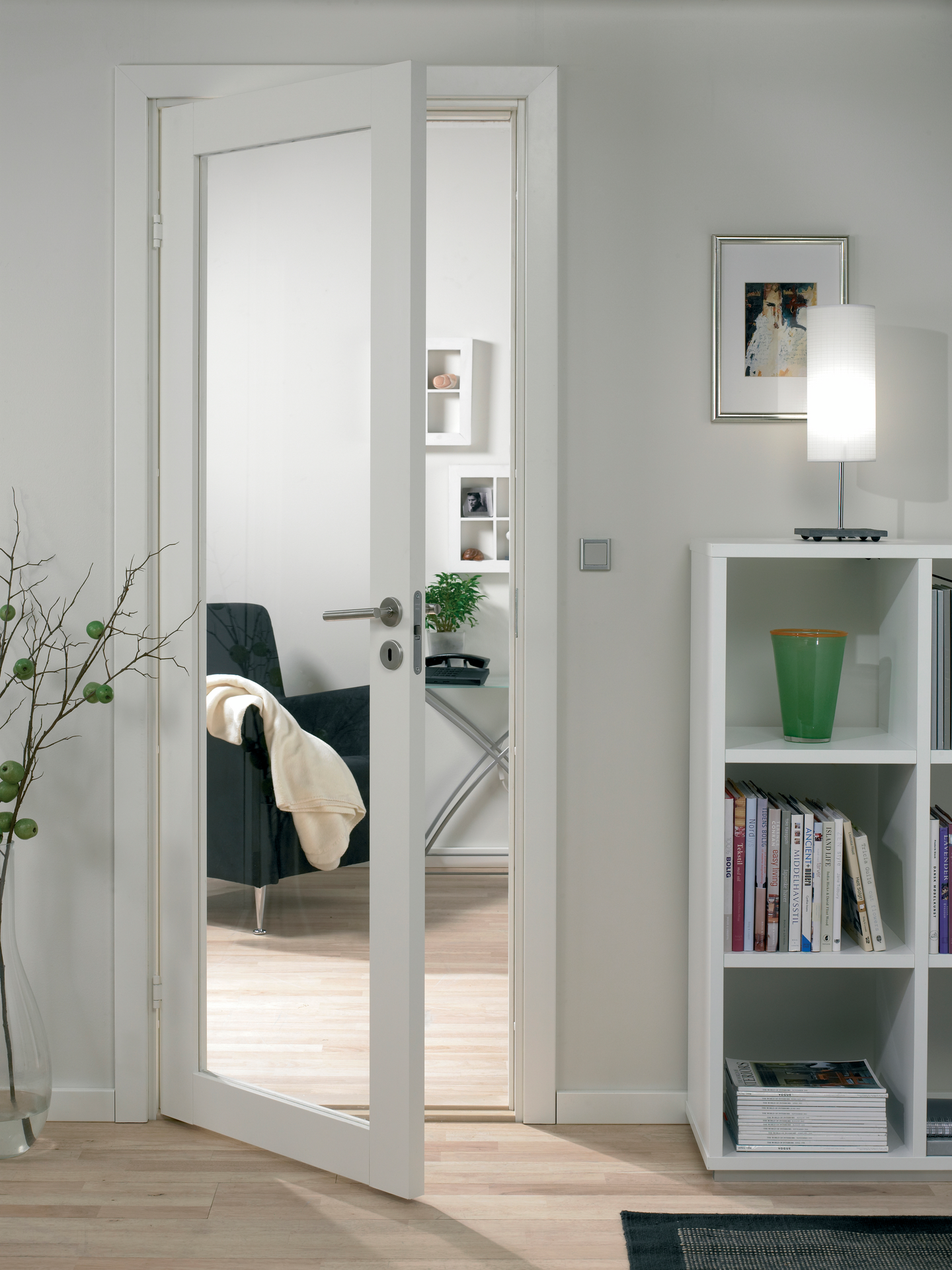 Sisäovi Swedoor Unique 504 massiivikehysovi valkoinen kirkas lasi