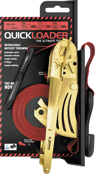 Rataslukkovyö itsestäänkelaava QUICKLOADER 800kg liinan pituus 3,6m