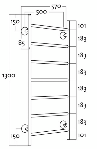 Pyyhekuivain REJ Design vesi Tango BTH 50130 kromi