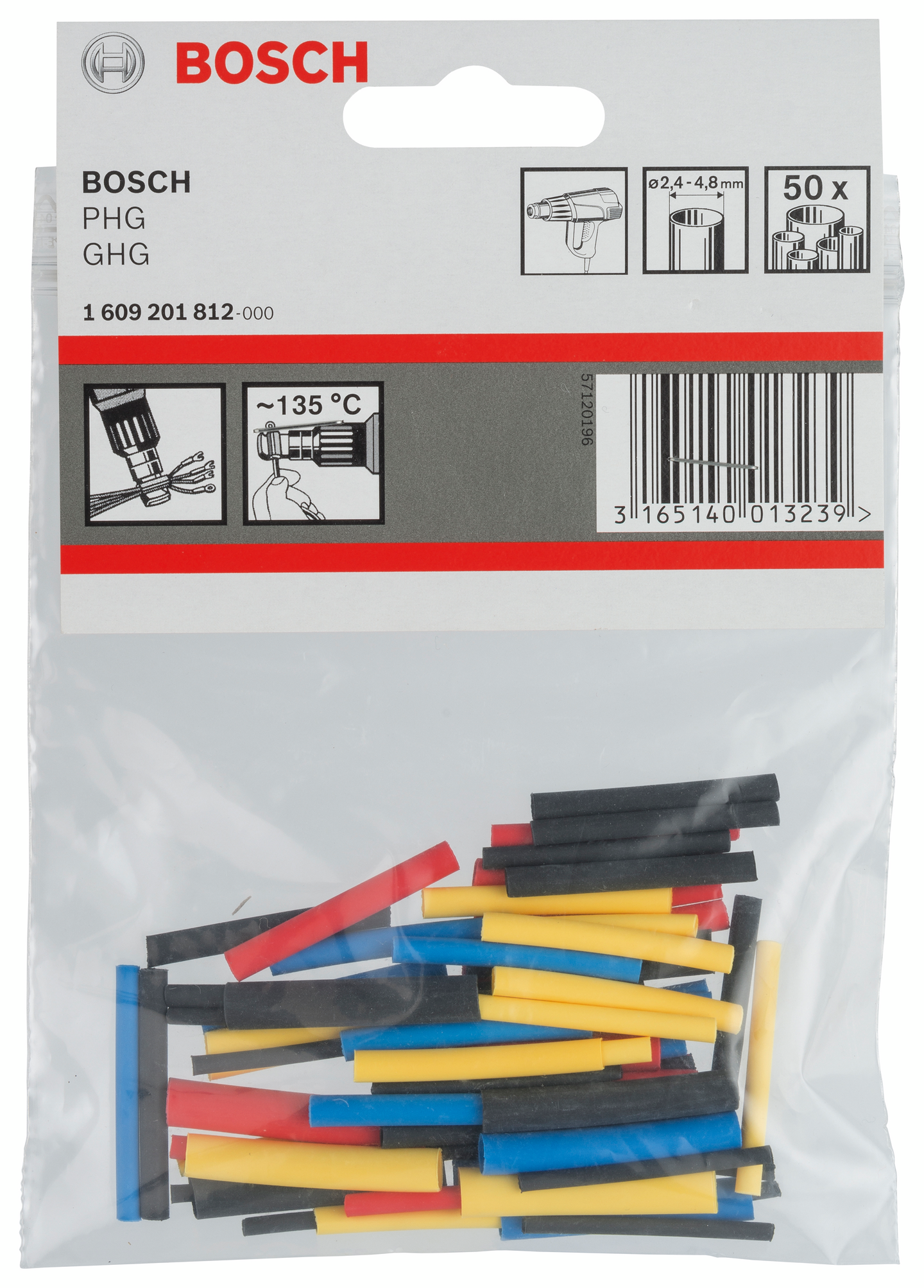 Kutistusletku Bosch 2,4-4,8mm 50kpl lajitelma