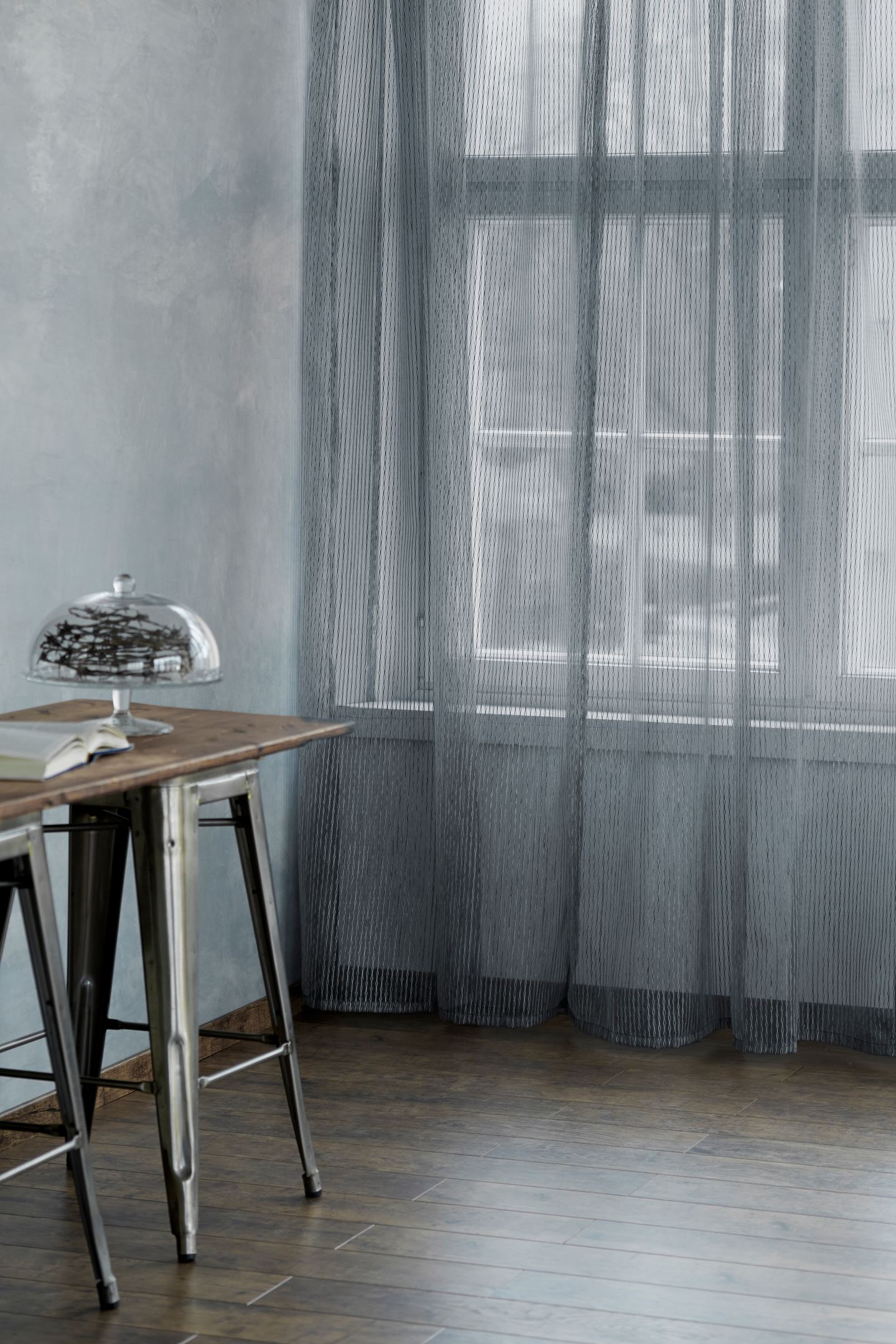 Valmisverho Cello Organza 140x250cm harmaa