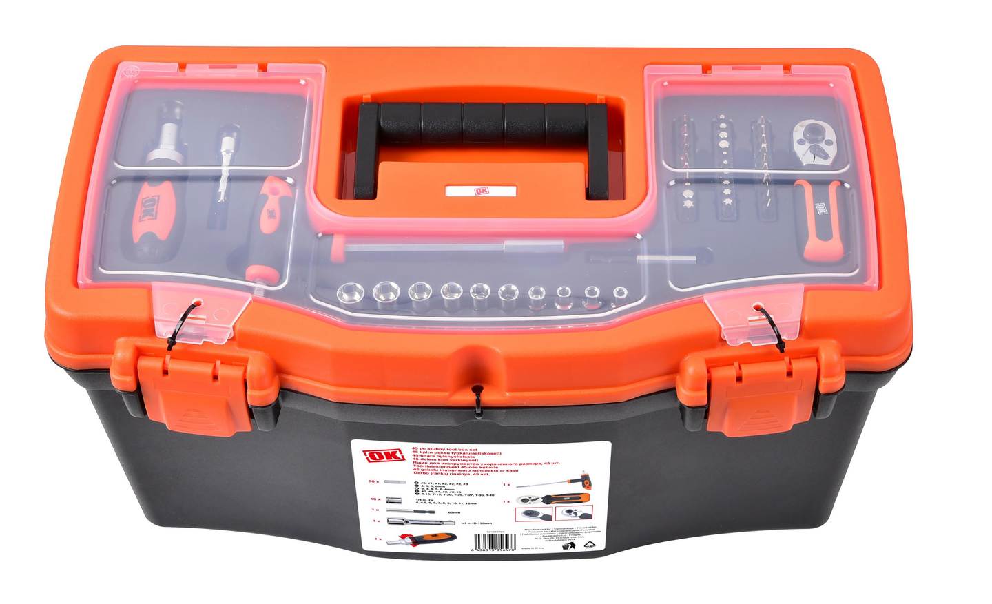 Työkalusarja 45 osaa muovilaatikossa