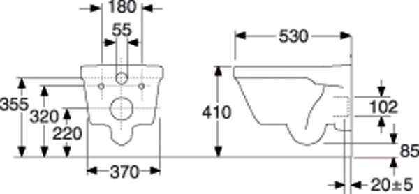 Wc-istuin Gustavsberg Hygienic Flush 5G84 seinä istuinkannella 5G84HR01