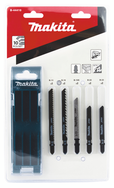 Pistosahanteräsarja Makita B-44410 10-osainen puulle ja metallille