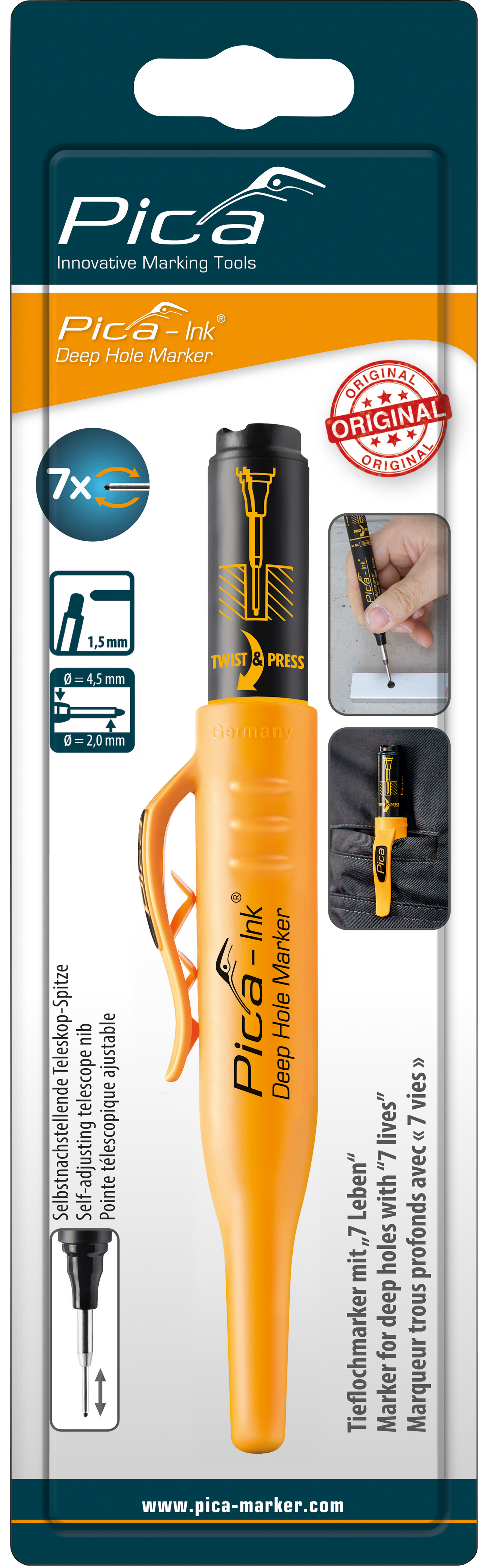 Reikätussi Pica Ink musta sb-pakkaus