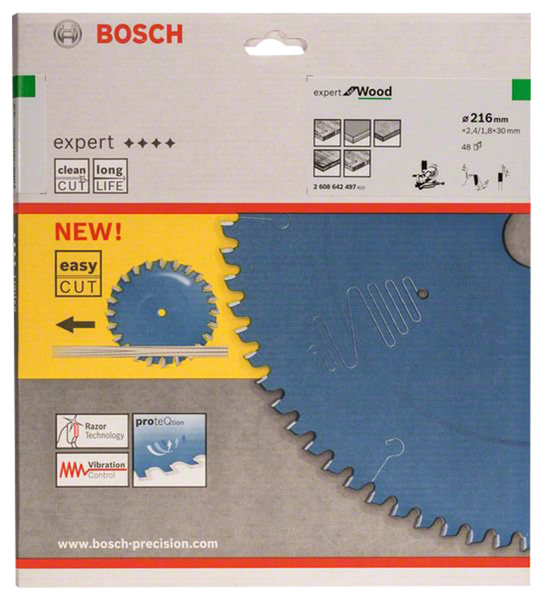 Pyörösahanterä Bosch Expert for Wood 216x2,4/1,8x30mm Z48