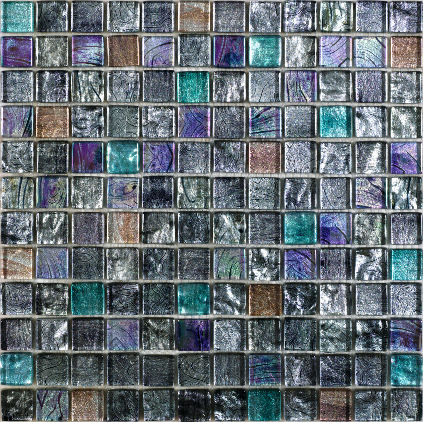 Mosaiikki Kanna lasi 2,5x2,5cm 30x30 hopea-violetti
