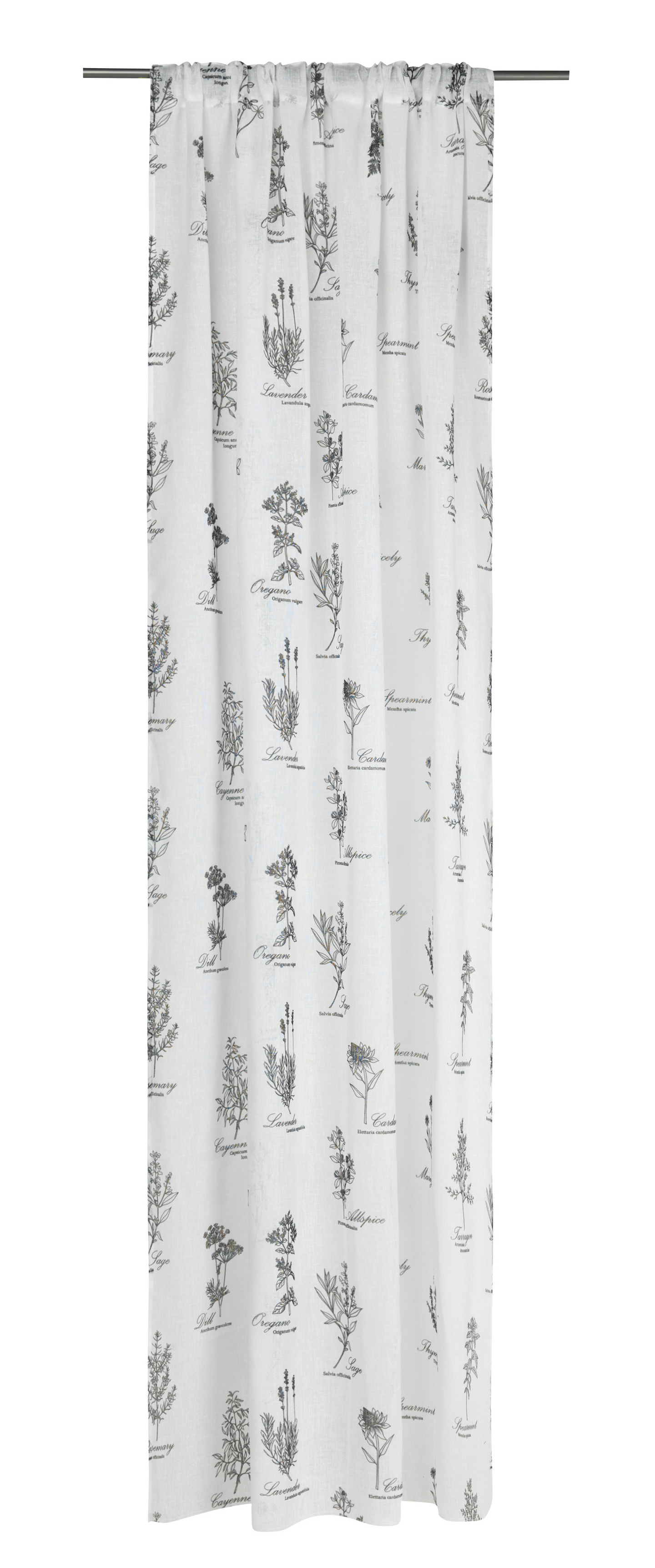 Sivuverho Cello Herbarium valkoinen