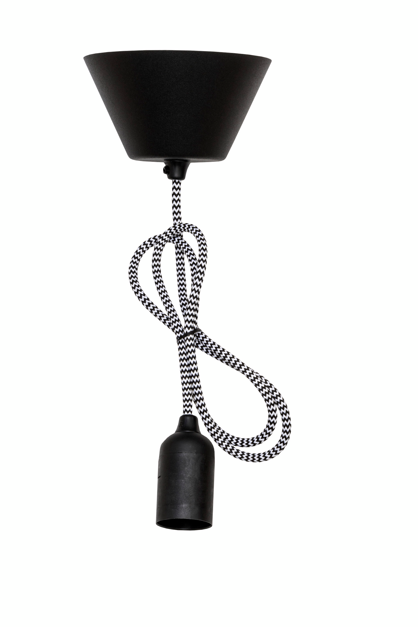 Tekstiilivalaisinjohto Airam E27 1,2m musta/valkoinen