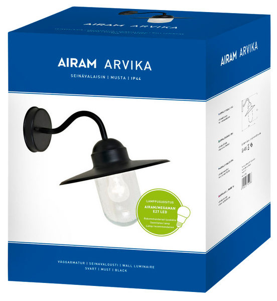 Ulkoseinävalaisin Airam Arvika E27 IP44 valkoinen