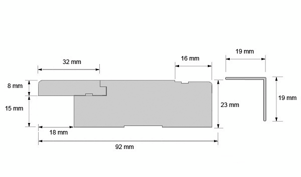 Vedeneristekynnys 23/15x92x1010 valkolakattu