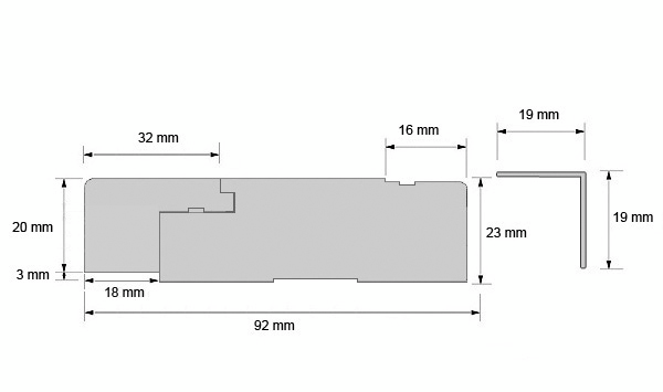 Vedeneristekynnys 23/3x92x1010 valkolakattu