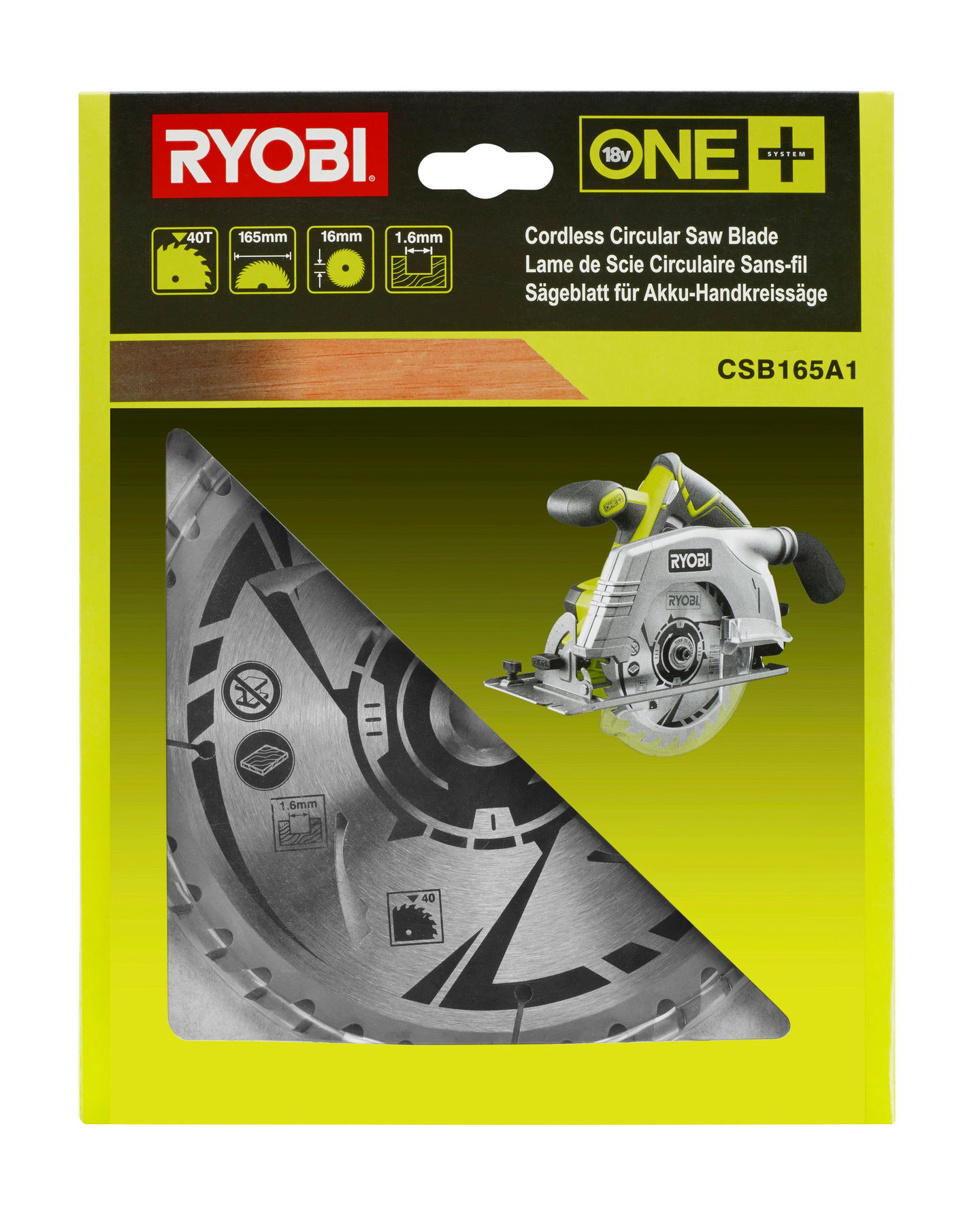 Pyörösahanterä Ryobi CSB165A1 165x16mm Z40