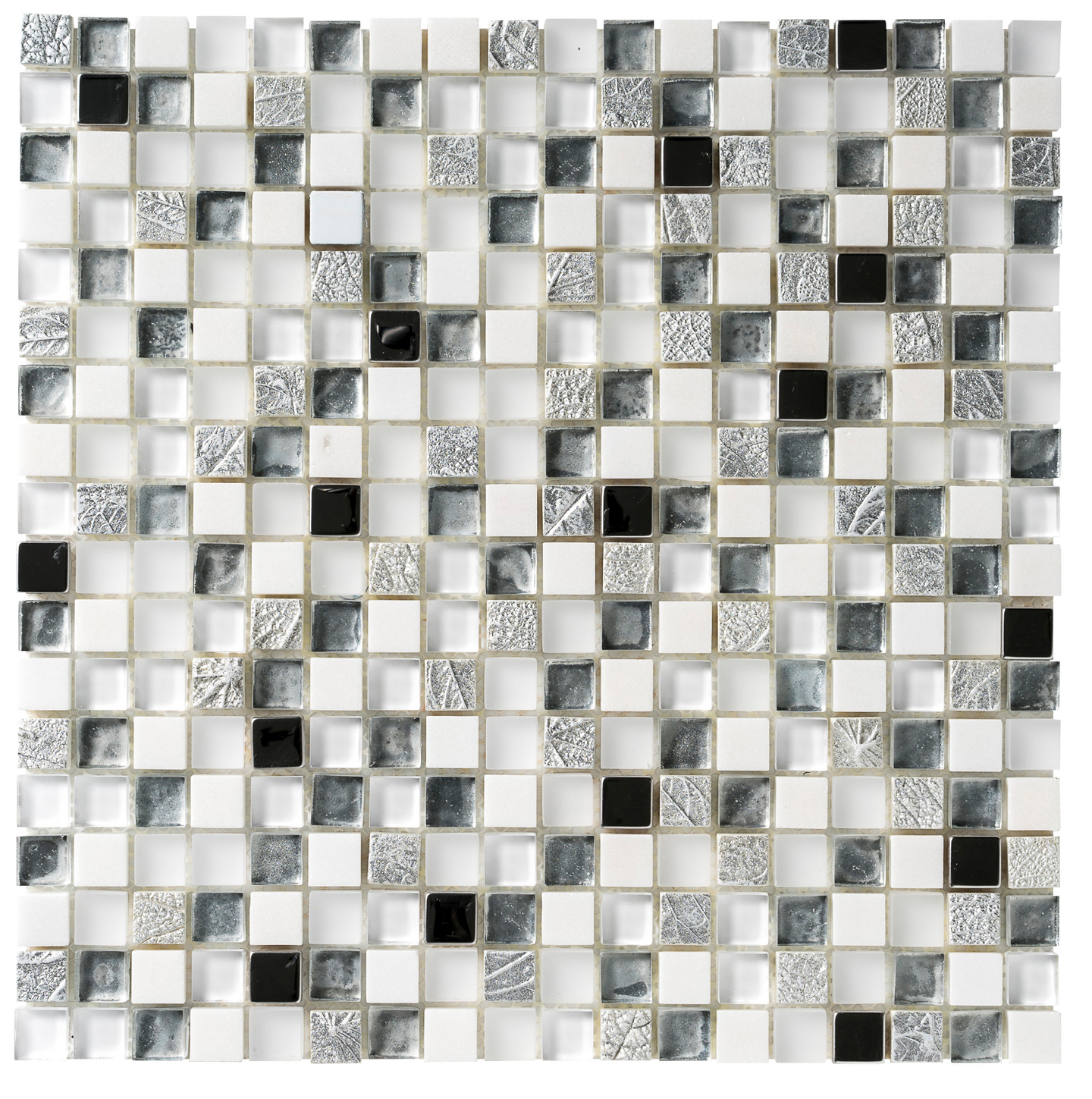 Mosaiikki Alin lasi/kivi 30x30 valkoinen-hopea