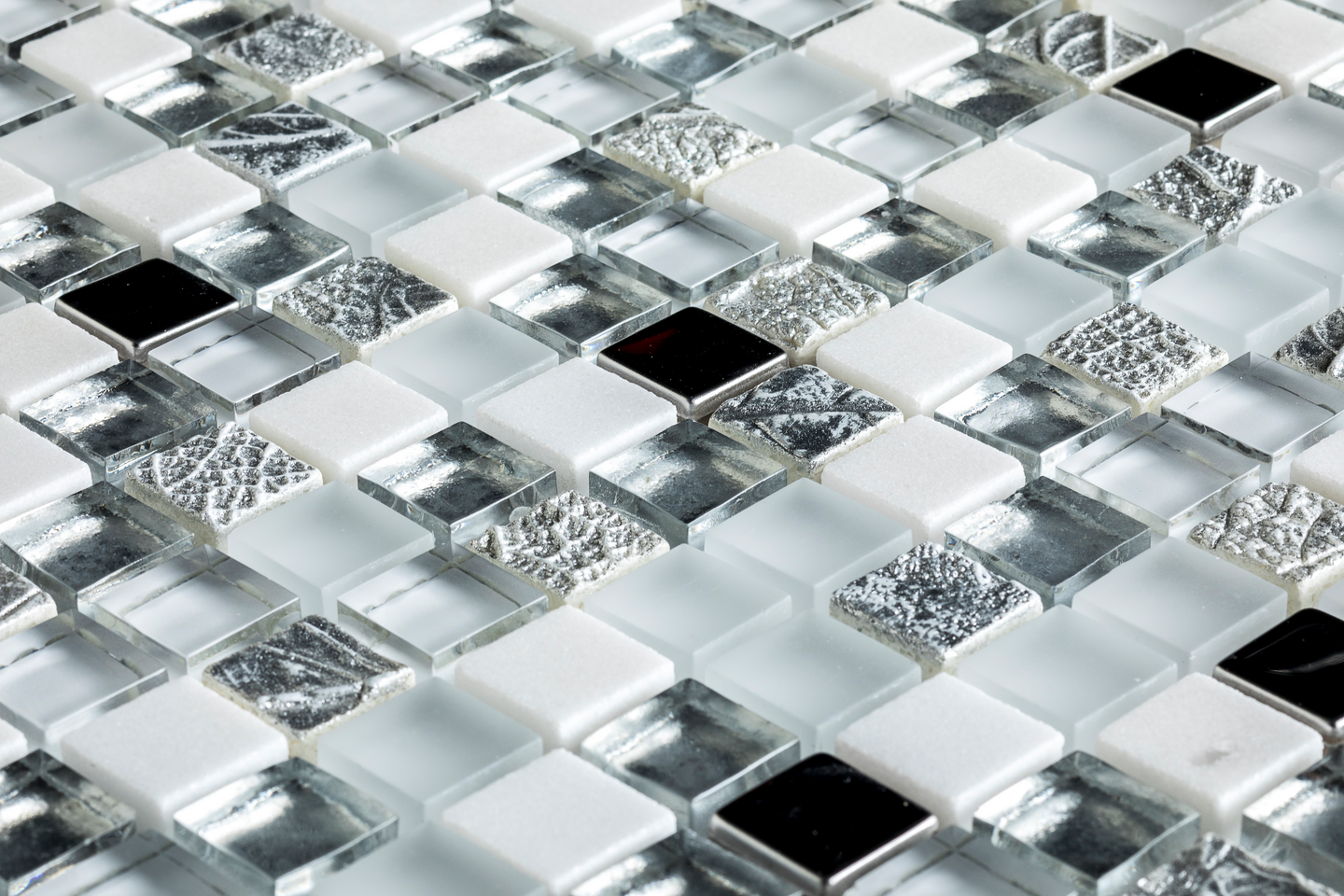 Mosaiikki Alin lasi/kivi 30x30 valkoinen-hopea