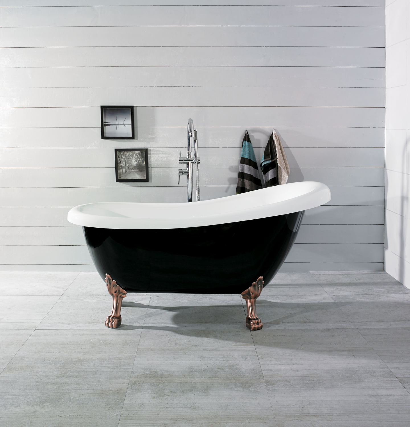 BADKAR NORO OLD ENGLAND 156, SVART/VIT ANTIKA KOPPAR FÖTTER