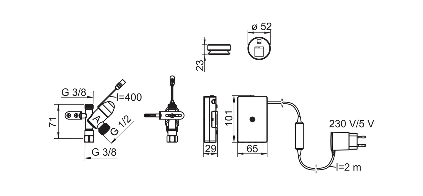 Pesukoneventtiili Oras 272101 230/5V elektroninen