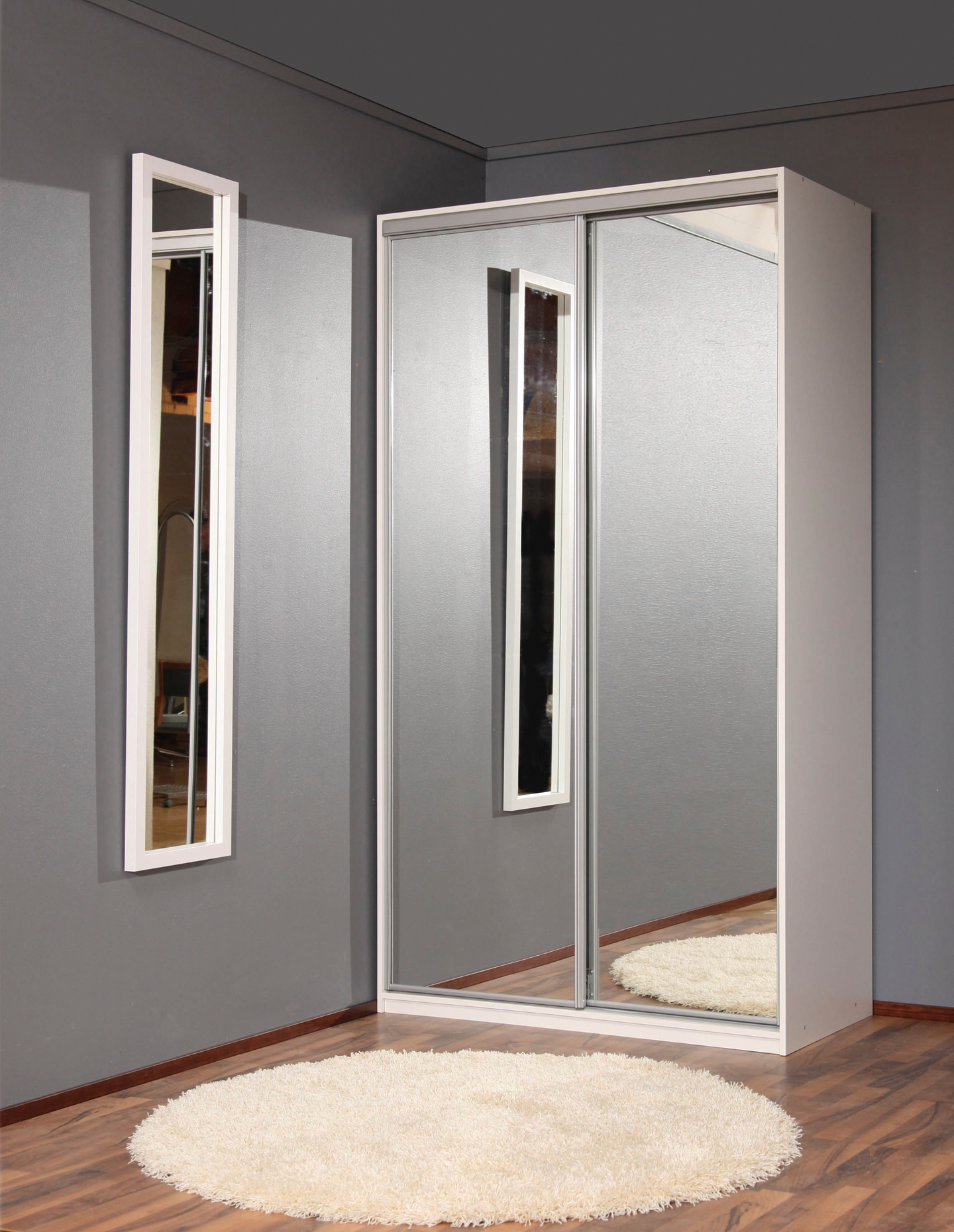 Liukuovikomero Finnmirror Libra 180 valkoinen peiliovet l1800xk2198xs600mm