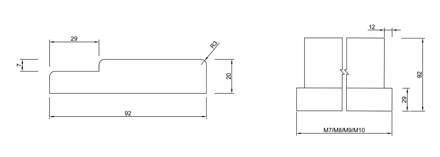 Irtokynnys 92/29 huullettu M8 73cm tammi valkolakka