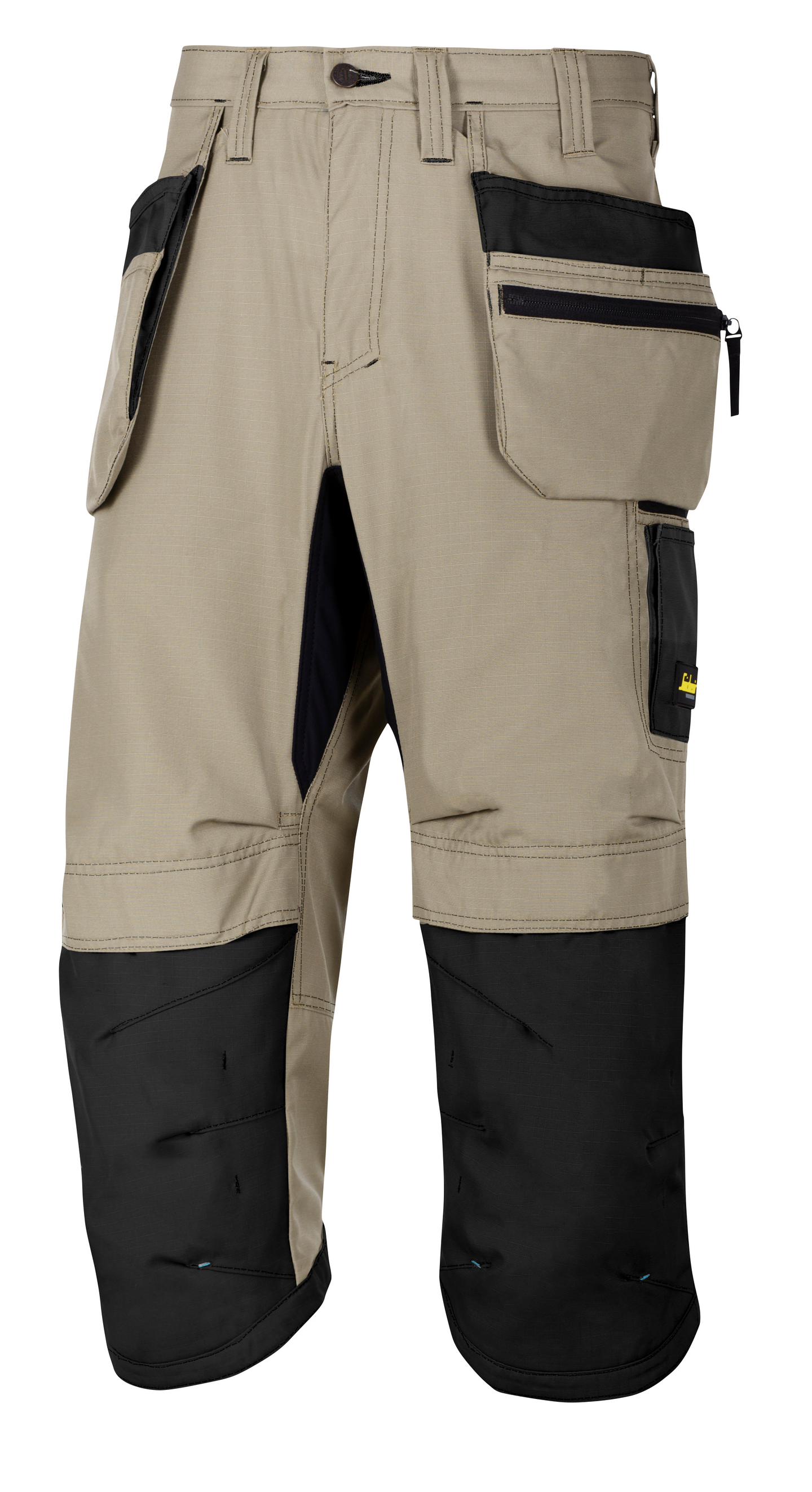 3/4-housut Snickers LiteWork+ 6103-2004 khaki-musta