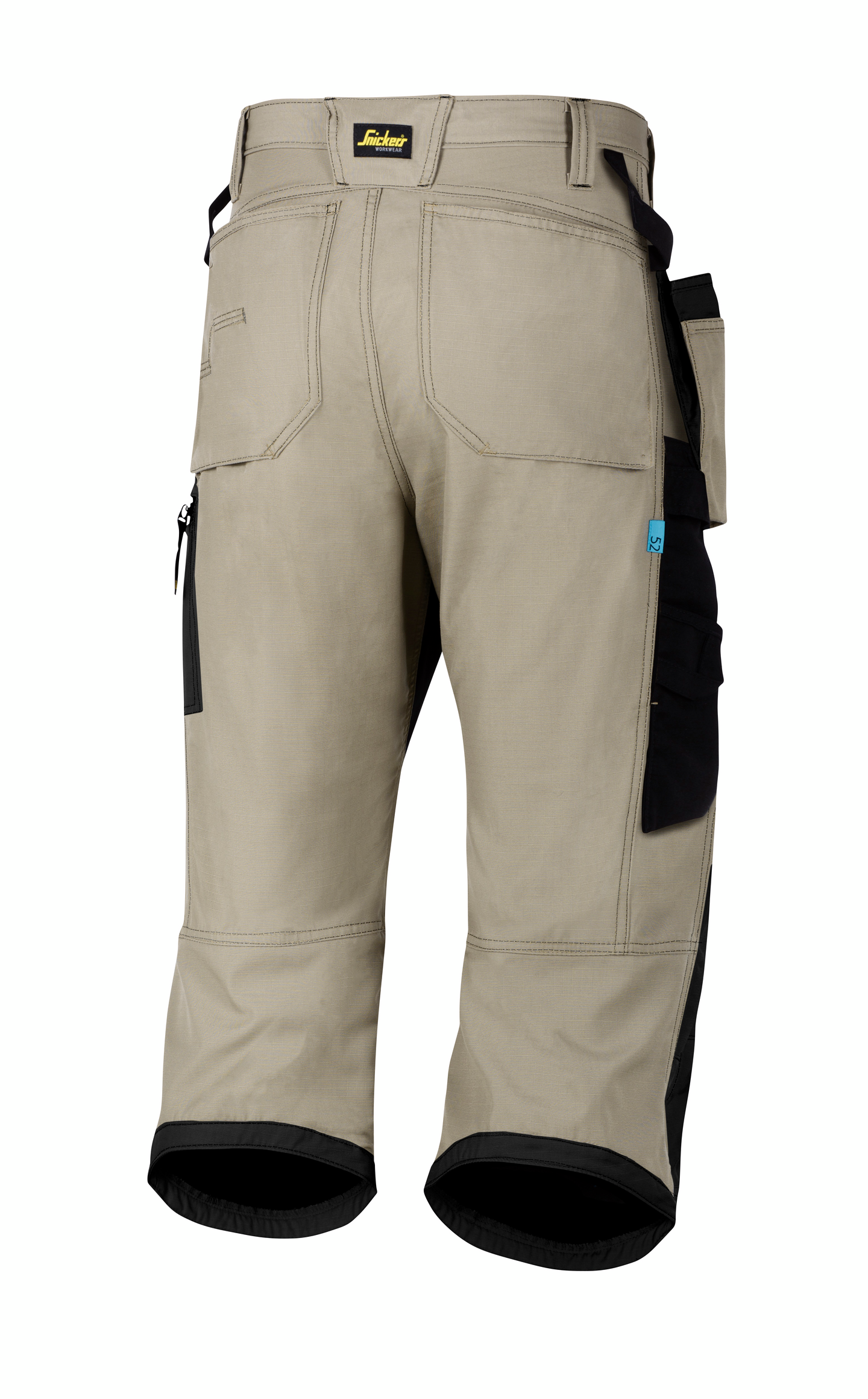 3/4-housut Snickers LiteWork+ 6103-2004 khaki-musta