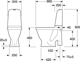 Wc-istuin Gustavsberg Nautic 1596HF 2-toiminen ilman kantta GB111596301205