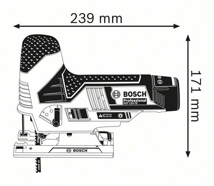 Akkupistosaha Bosch GST 12V-70 Solo L-Boxx