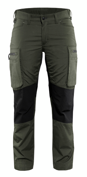 Naisten stretch-housut Blåkläder 715918454699 Army Green / musta