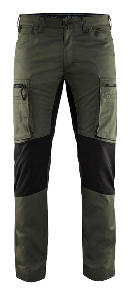Stretch-housut Blåkläder 145918454699 Army Green / musta