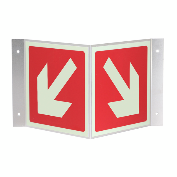 Kilpi nuoli viisto punainen 200x200 jälkivalaiseva