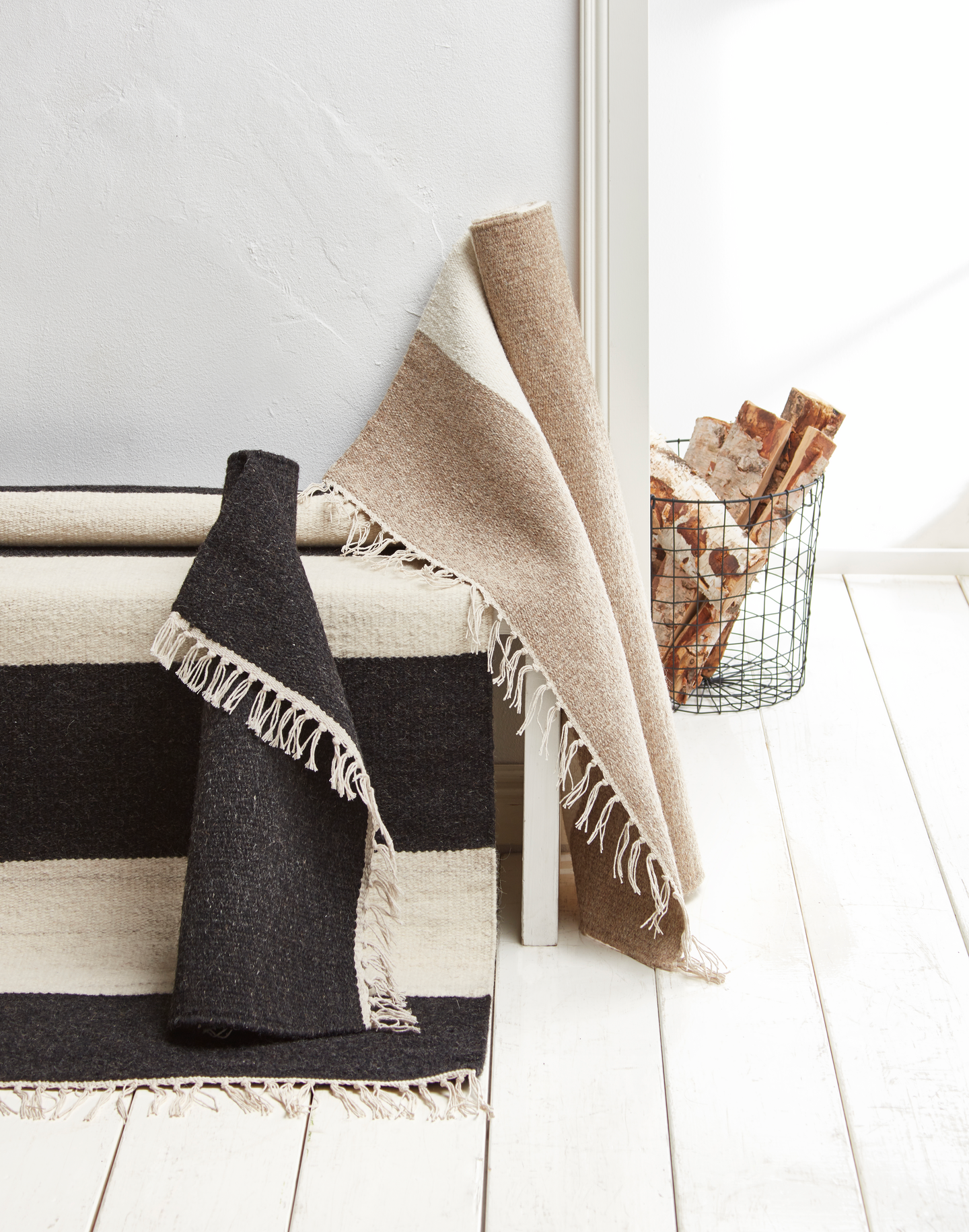 Villamatto Calla 80x200cm beige/valkoinen raita