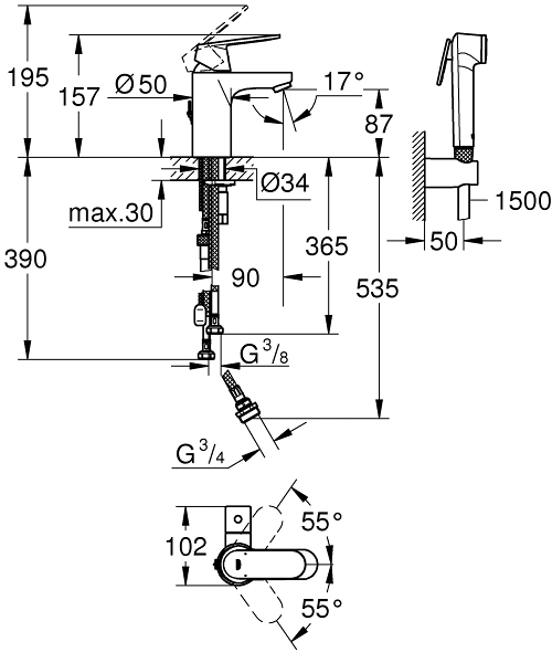 Pesuallashana GROHE Es Cosmo 23433000