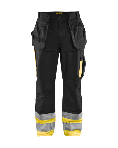 Riipputaskuhousut Blåkläder Hi-Vis 152913709933 musta-keltainen