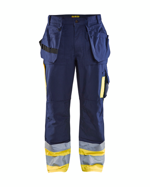 Riipputaskuhousut Blåkläder Hi-Vis 152913708833 tummansininen-keltainen