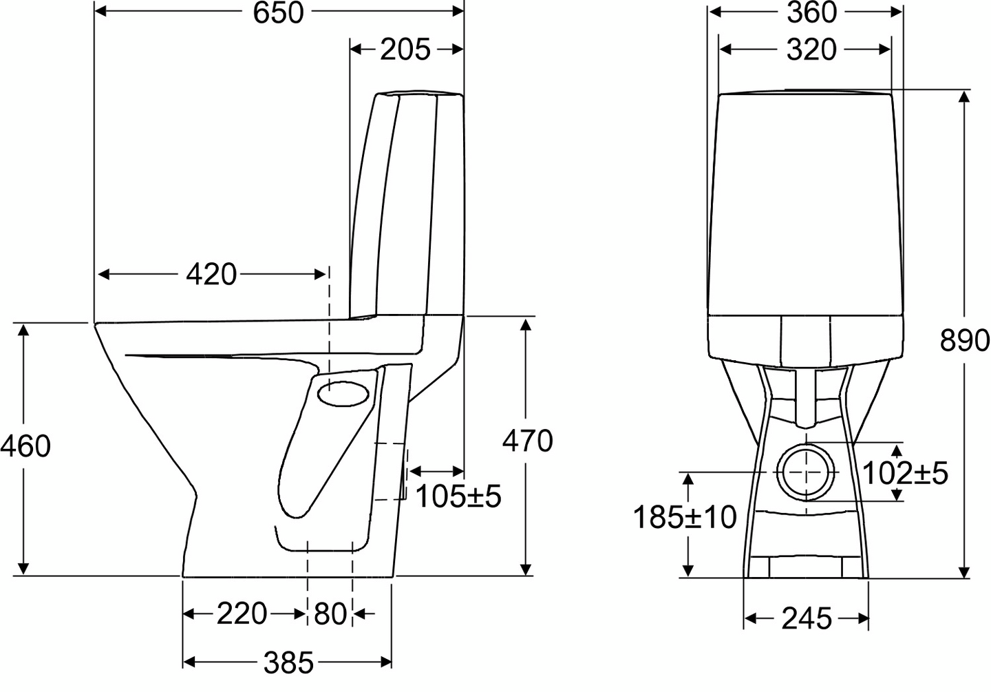 Wc-istuin IDO Seven D 11 korkea 2-t ilman kantta 3861101101