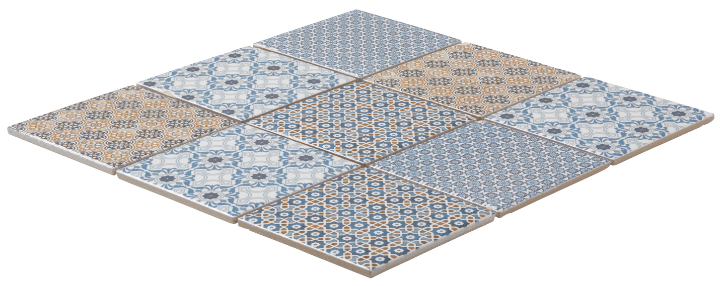 Mosaiikki Cello Classico mix 9,8x9,8/30x30 siniruskeavalkosävyinen kiiltävä