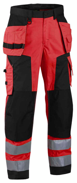 Riipputaskuhousut Blåkläder Hi-Vis 156818115599 punainen-musta