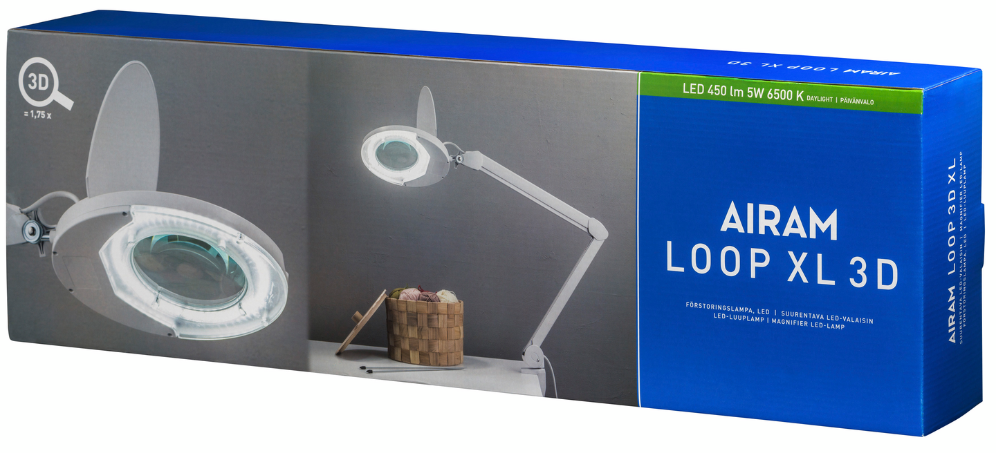 Suurennuslasivalaisin Airam Loop XL 3D 450lm 6500K led