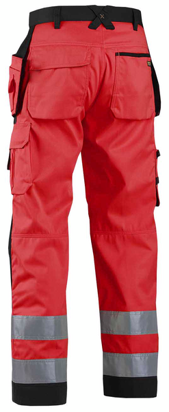Riipputaskuhousut Blåkläder Hi-Vis 156818115599 punainen-musta