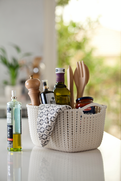 Säilytyskori Curver Knit S luonnonvalkoinen