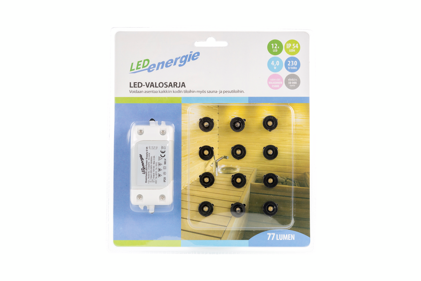 Led-valosarja led Energie 12-osainen musta