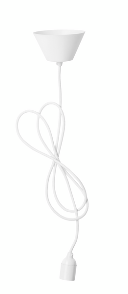 Tekstiilivalaisinjohto Airam E27 2,1m valkoinen