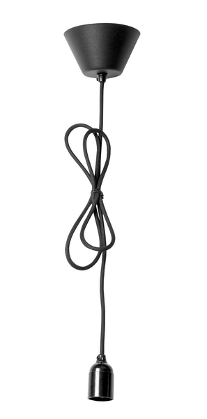 Tekstiilivalaisinjohto Airam E27 2,1m musta