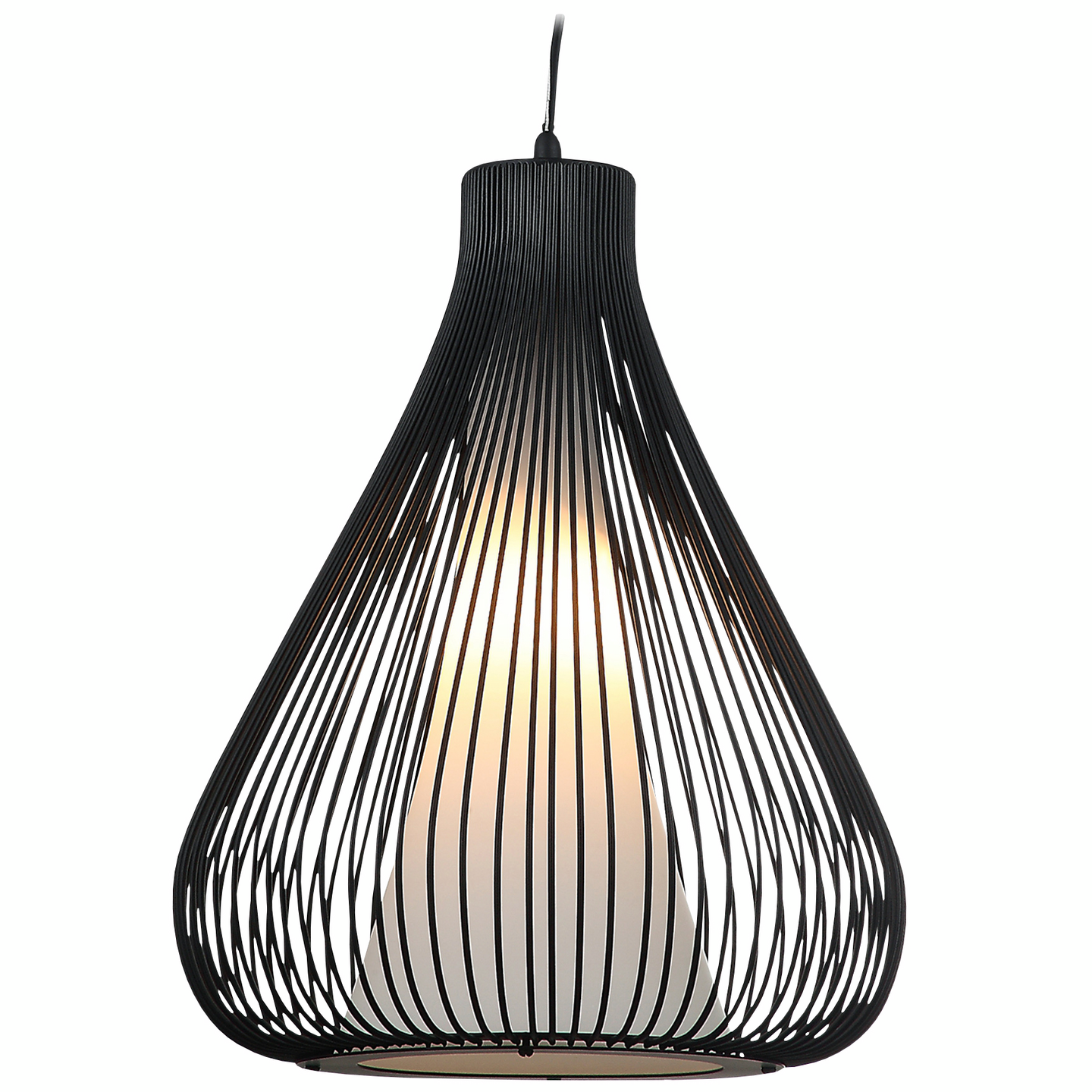 Riippuvalaisin Sessak Paola E27 metalli lasikupu musta/valkoinen